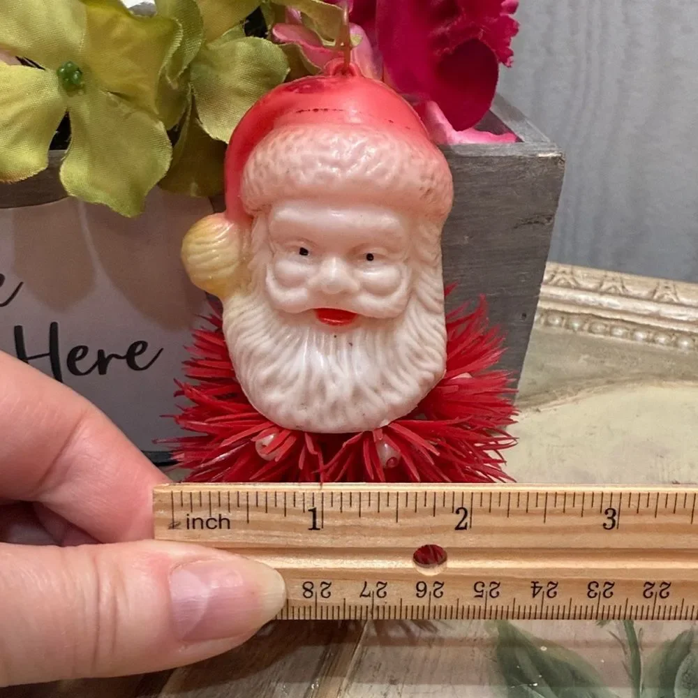 Mid Century 60s Santa Claus Christmas Ornament Plastic Head Porcupine Body VIDEO